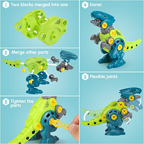 Detalle de Dreamon Take Apart Dinosaur Toys: Educational STEM Build & Learn Kit with Drill, Storage Box, and Movable Parts