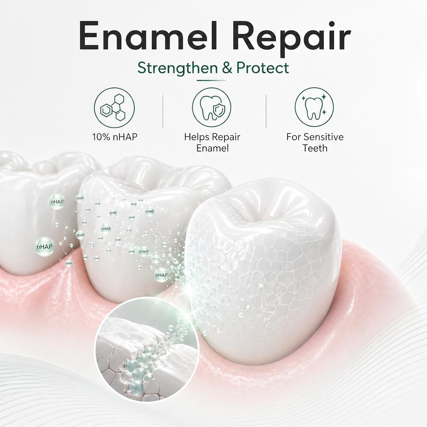 Thumbnail 2 de 10% Nano Hydroxyapatite Toothpaste — Fluoride-Free, Sensitive teeth Support (2 Pack)
