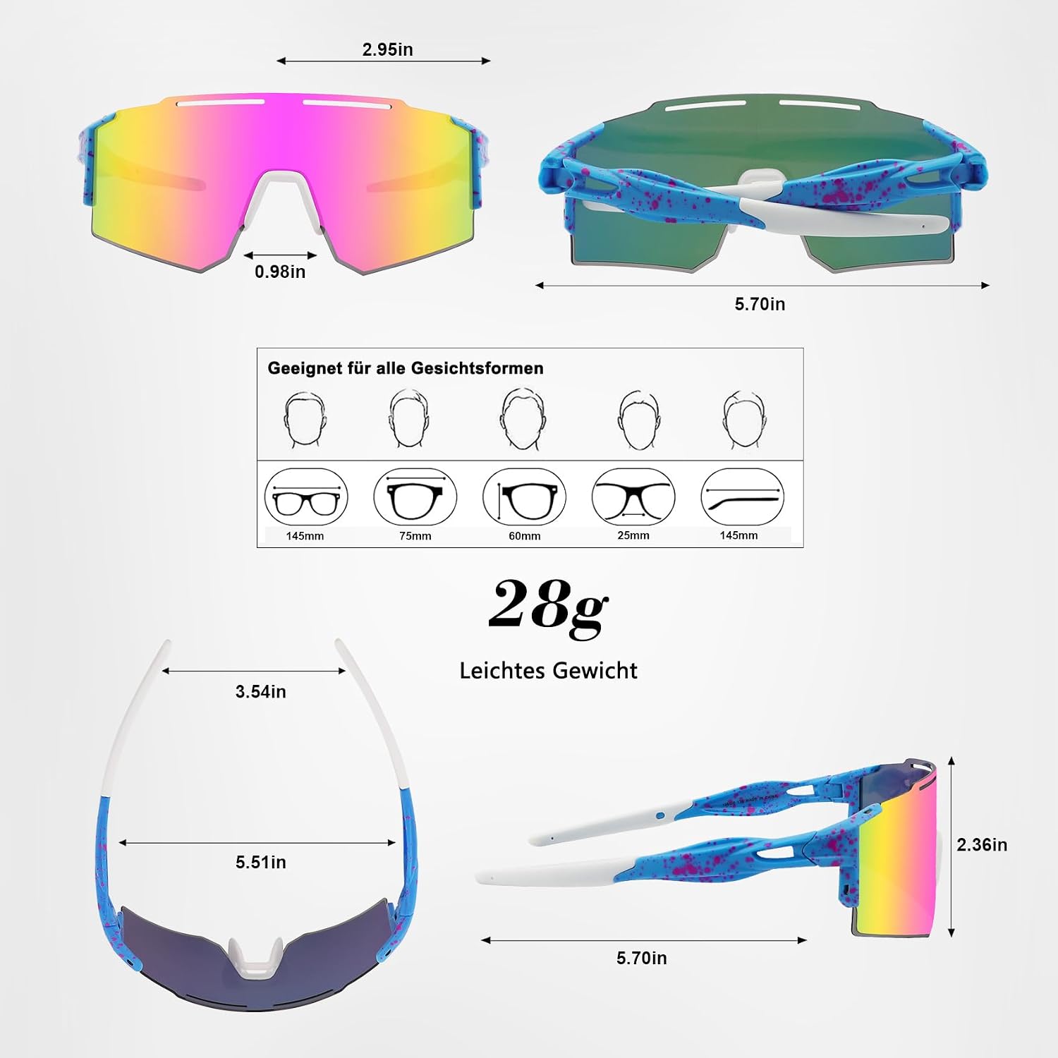Detalle 2 de DUDUKING Sonnenbrille Fahrradbrille UV400 Schutz