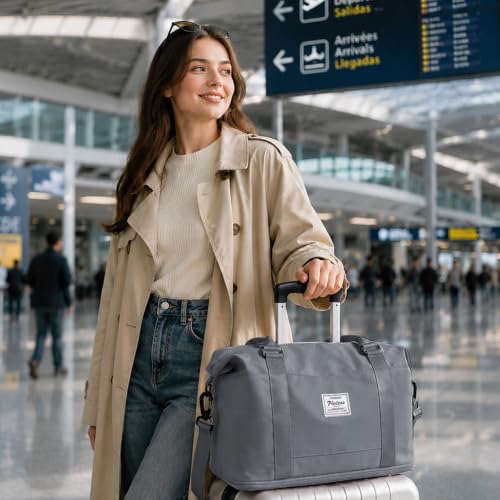 Detalle 2 de SEAFEW Sac de voyage cabine 40 × 30 × 20 cm, compartiment à chaussures, gris ardoise