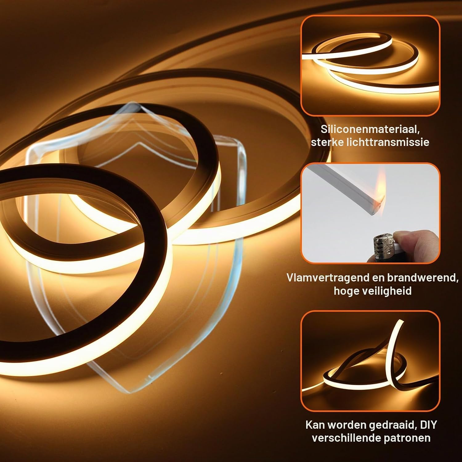 Detalle de SUCIKORIO D756-2m-Zhong neon-ledstrip 2 m, 4000K, IP65, siliconen