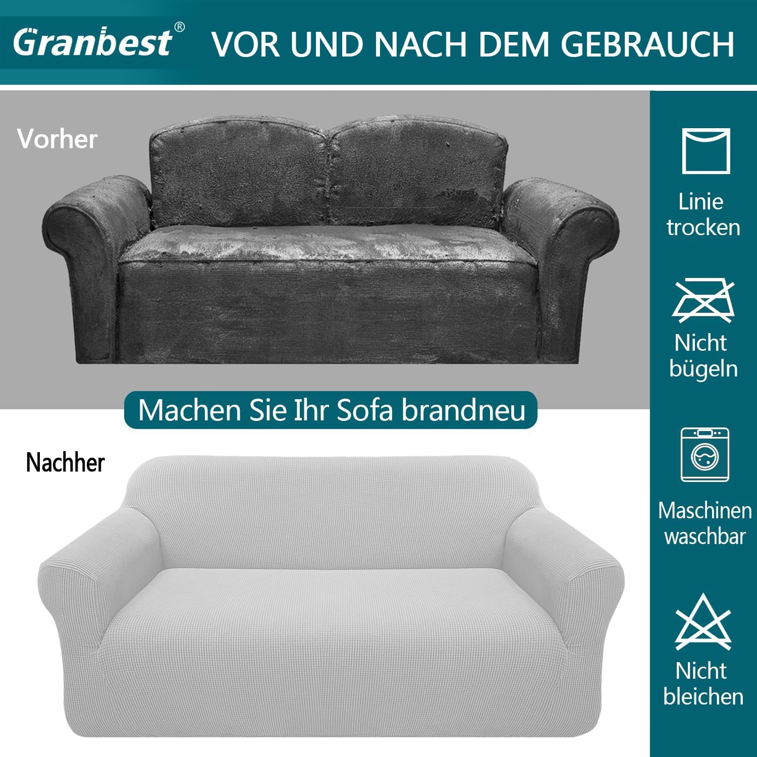 Thumbnail 4 de Granbest Copridivano jacquard elasticizzato 3 posti 🛋