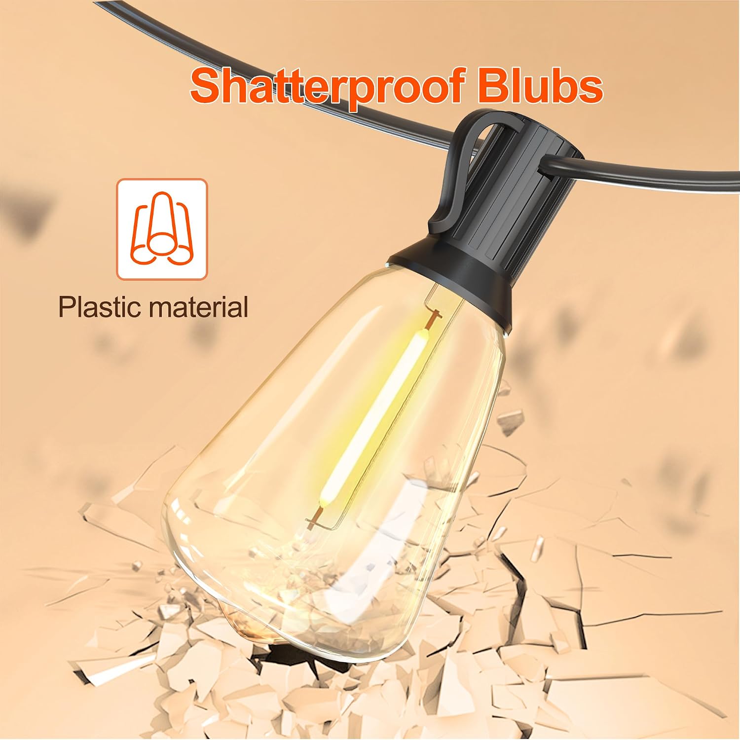 Detalle 2 de BLIATLUS B236 Solar String Lights, 100 ft, 32 Shatterproof ST38 LEDs
