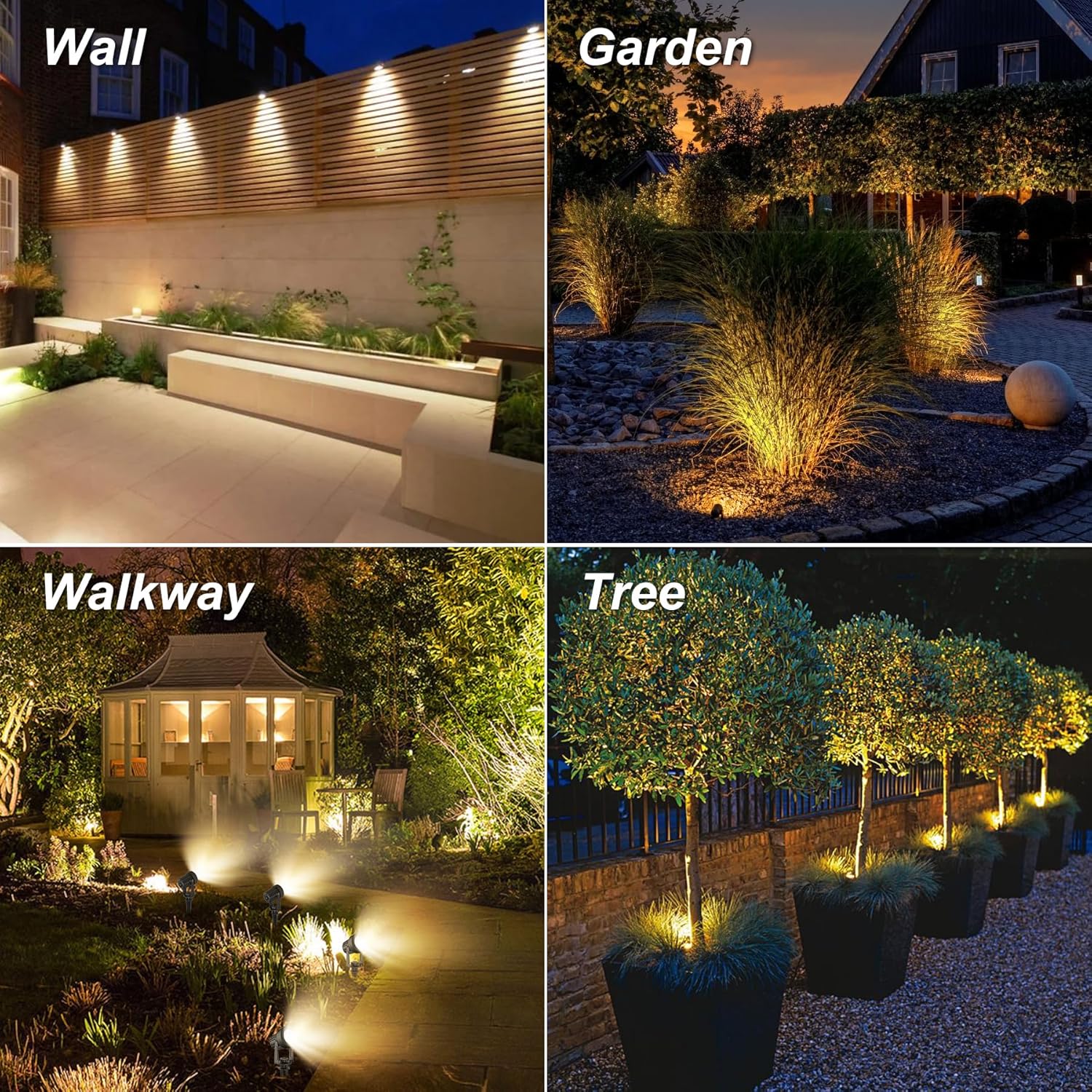 Detalle de NATPOW Solar Spot Lights Outdoor Garden – Dusk-to-Dawn, 3000K (6-in-1) IP65, Auto On/Off, 937 lumens