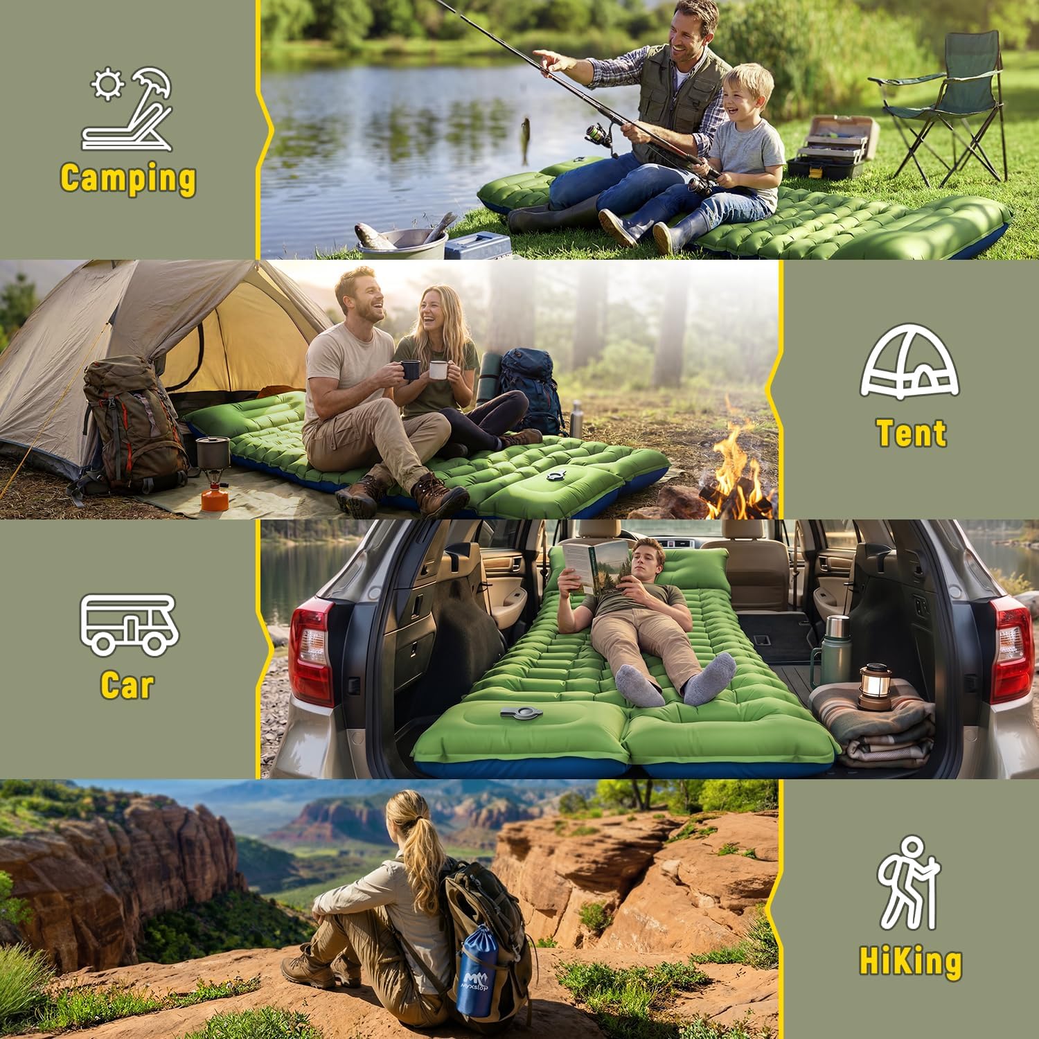 Thumbnail 6 de Myxslop Camping Sleeping Pad with Built-in Foot Pump & Pillow – 15.5cm Thick Ultralight Mat