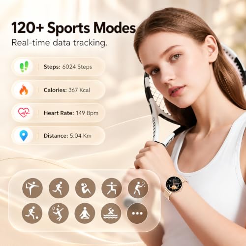 Thumbnail 4 de Taopodo JX523 Damen-Smartwatch mit Telefonfunktion – 1,27" AMOLED, 120+ Sportmodi, IP68, Rotgold