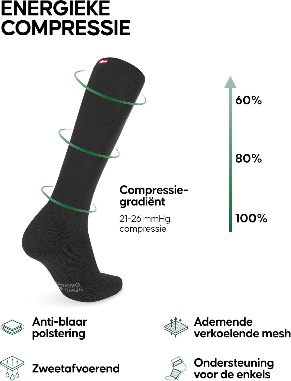 Detalle de DANISH ENDURANCE compressiesokken 21–26 mmHg voor reizen en sport