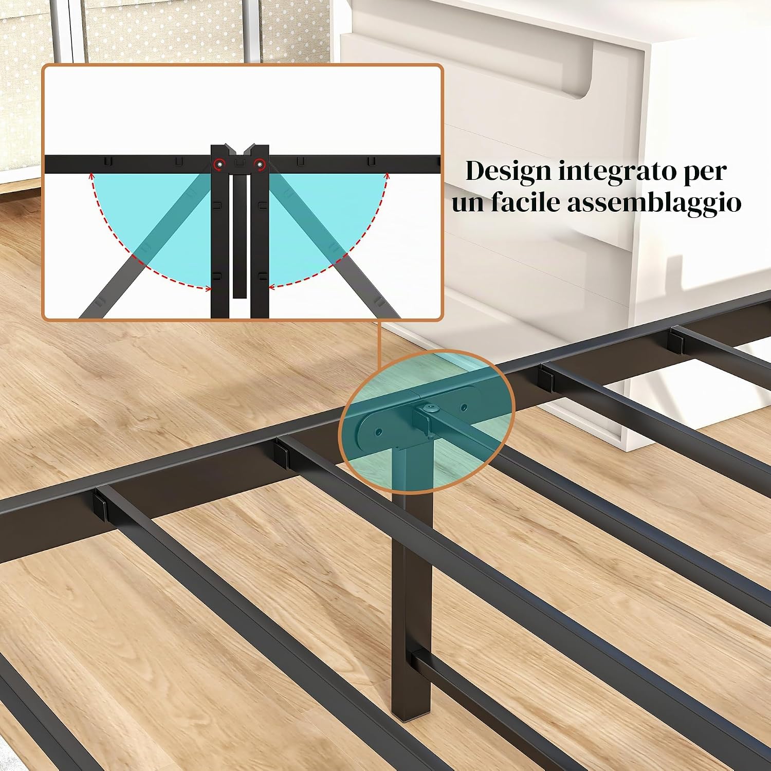 Thumbnail 6 de HOJINLINERO Telaio letto 90 x 200 cm con rete a doghe e contenitore in legno