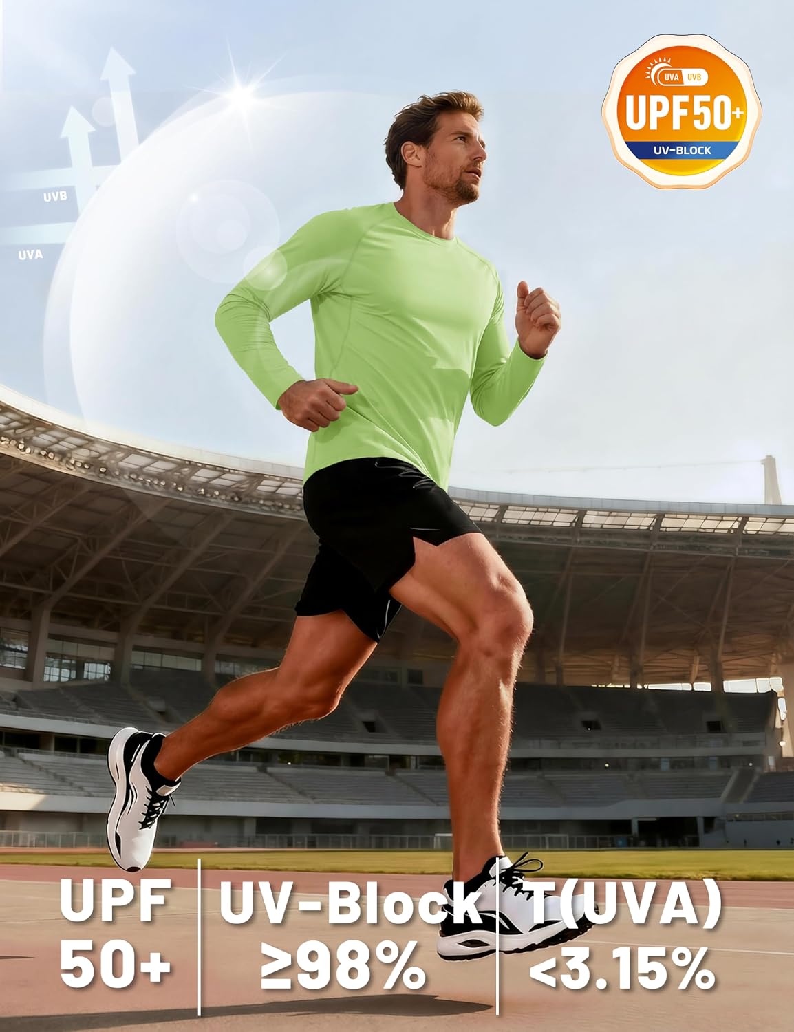Detalle de TACVASEN Herren UPF 50+ UV-Schutz Langarmshirt (Rashguard) für Outdoor & Sport