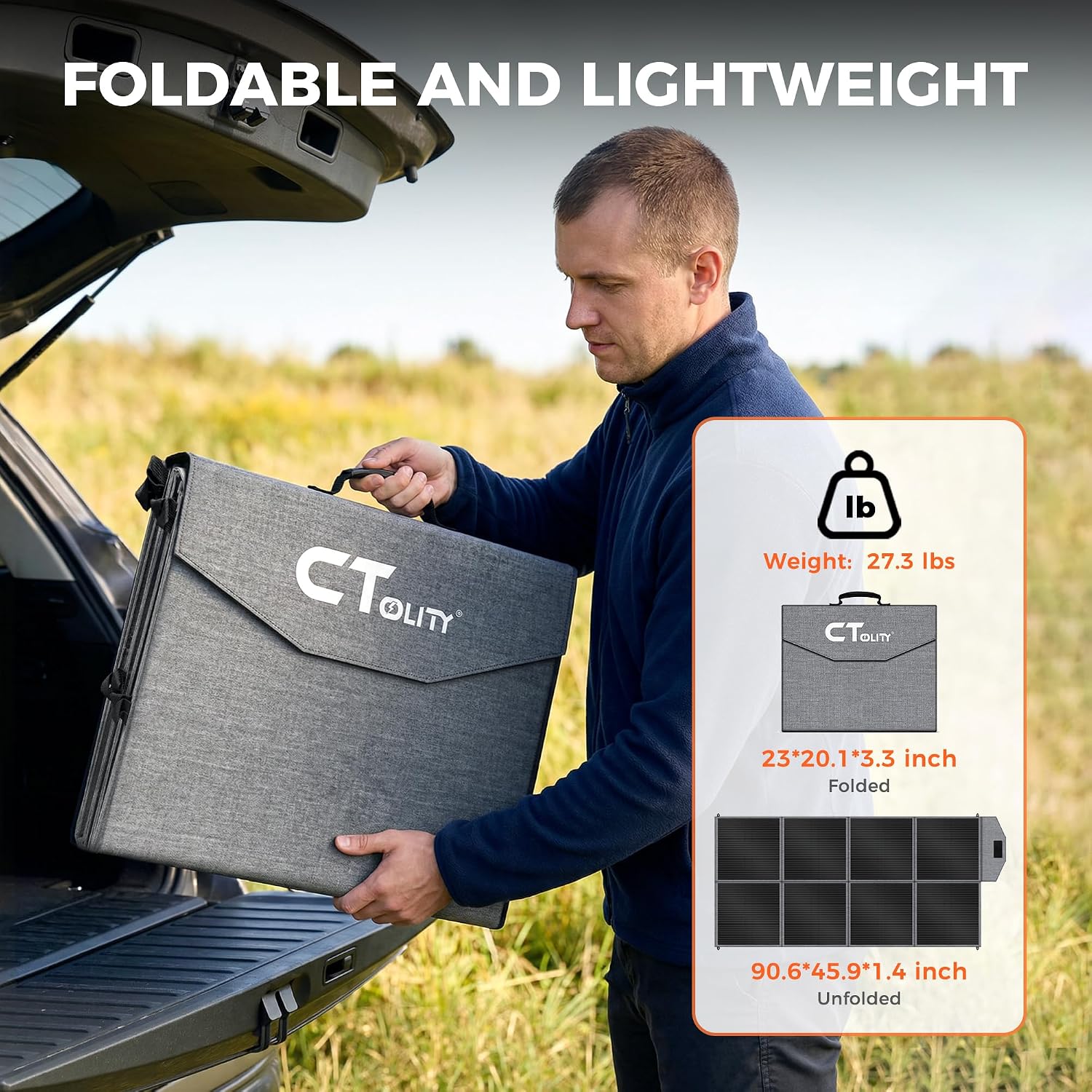 Detalle 2 de CTOLITY 400W-NEW 400W Foldable Solar Panel, 23.4% Efficient ETFE Design