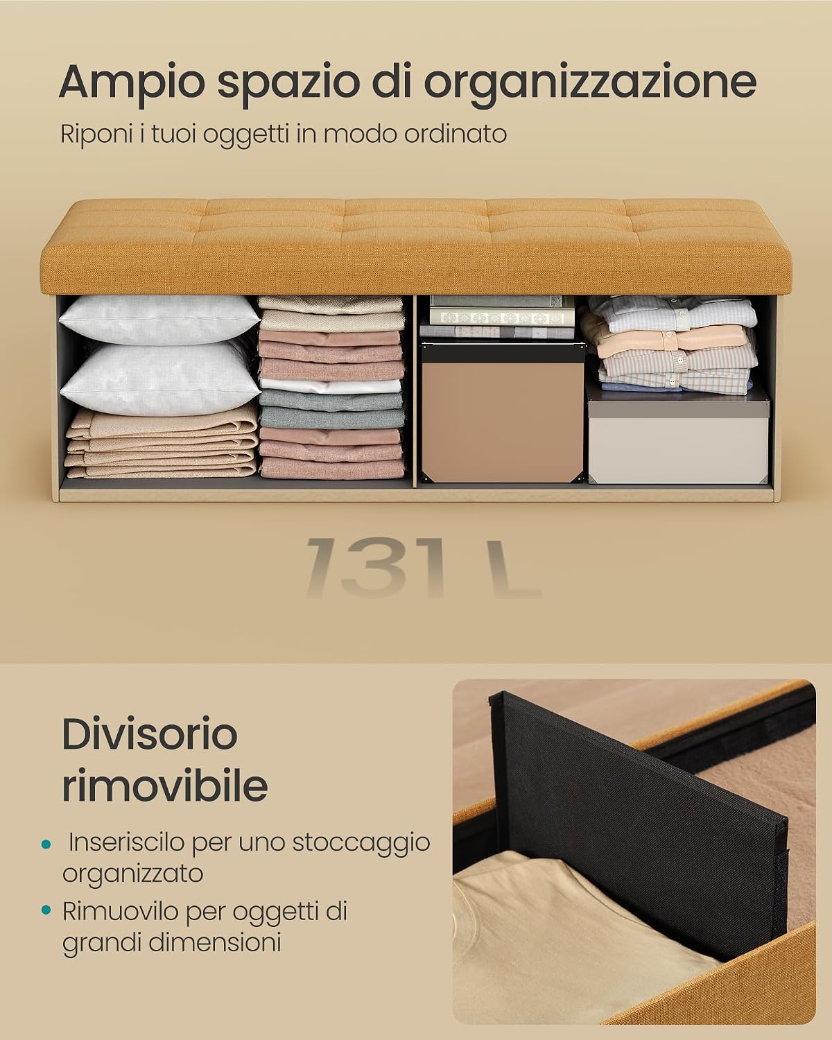 Thumbnail 5 de SONGMICS MAZIE Cassapanca pouf 38 x 110 x 38 cm