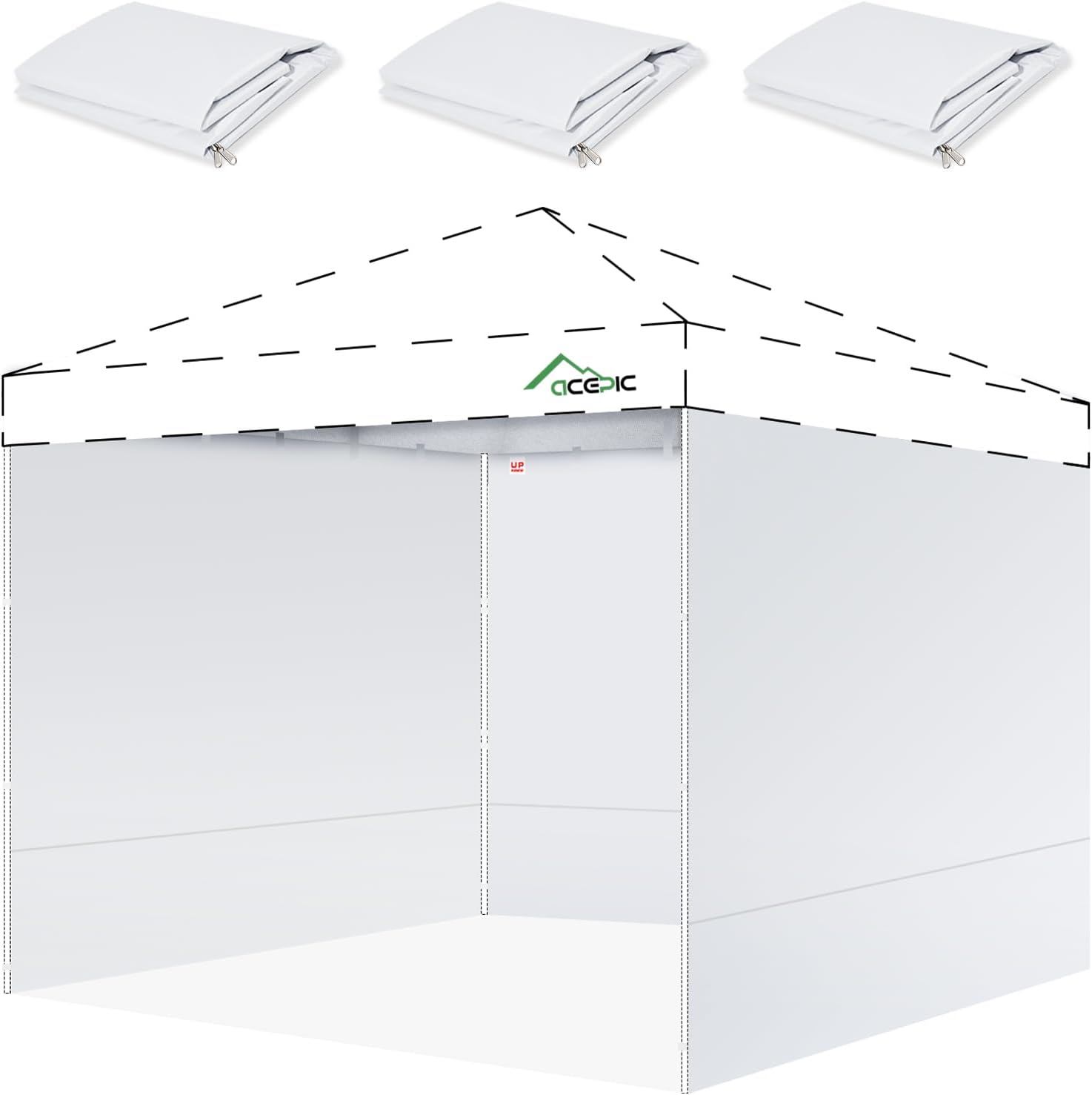 Detalle de Acepic acp02w 10x10 Canopy Sidewalls, White Waterproof Polyester, 3-Pack