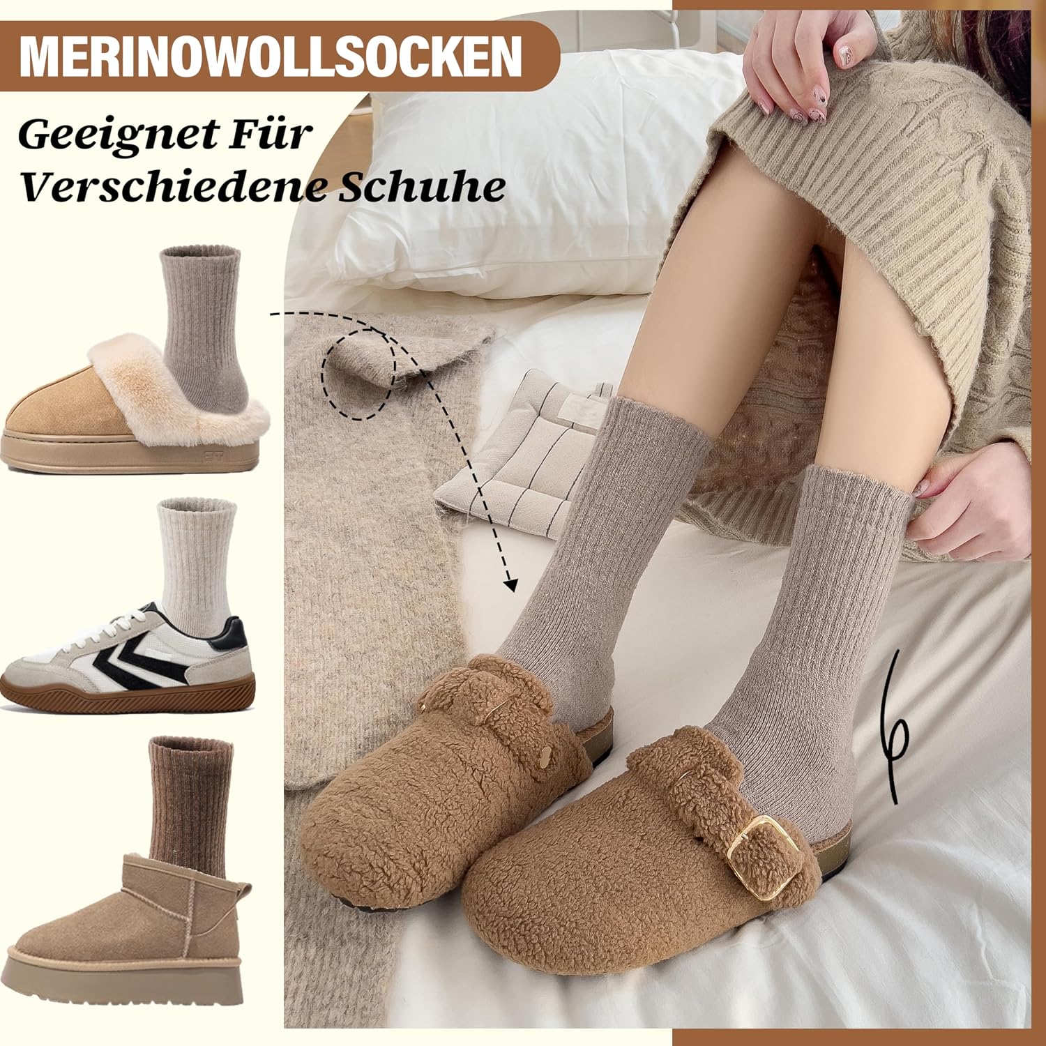 Detalle de EBMORE Merino Wollsocken 5 Paar