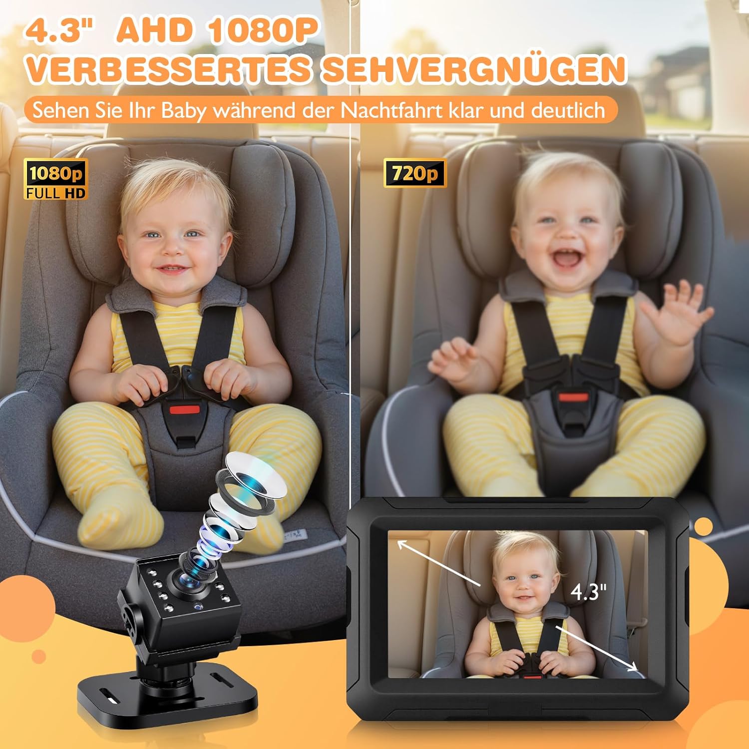Thumbnail 2 de Zacro Baby Kamera Auto 1080P Rückbankspiegel