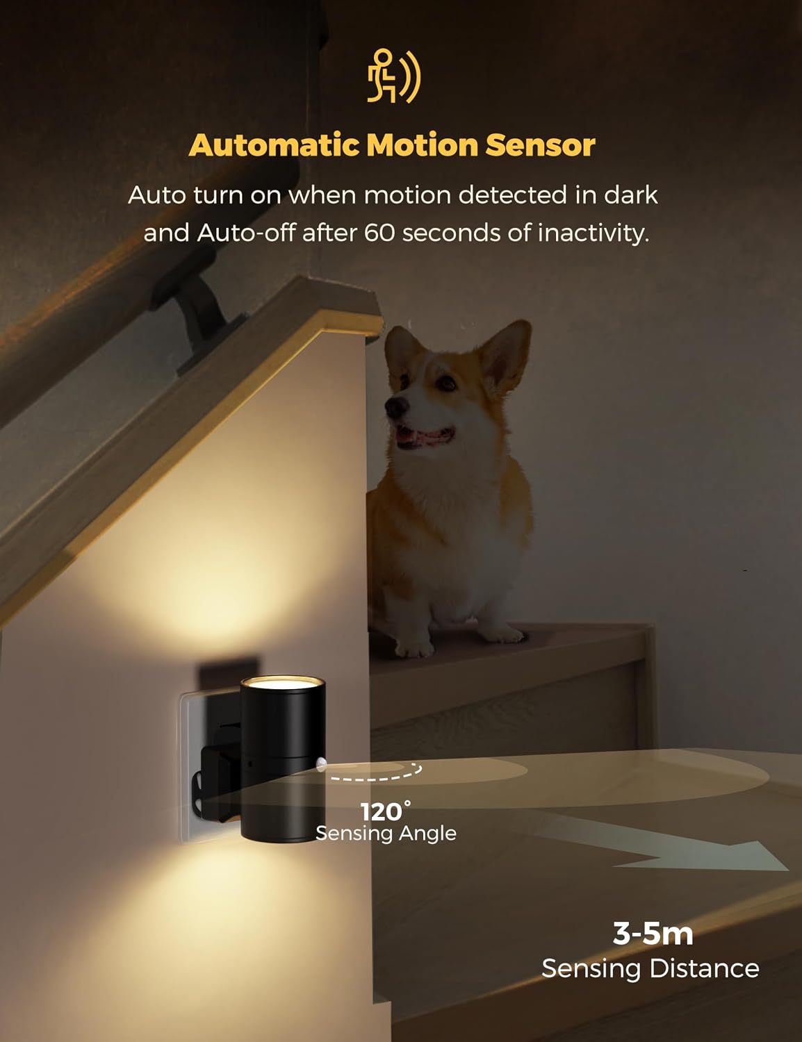 Detalle de LOHAS-LED Motion Sensor Night Light Plug-in (2 Pack) with 3 Modes and Dimmable Warm White