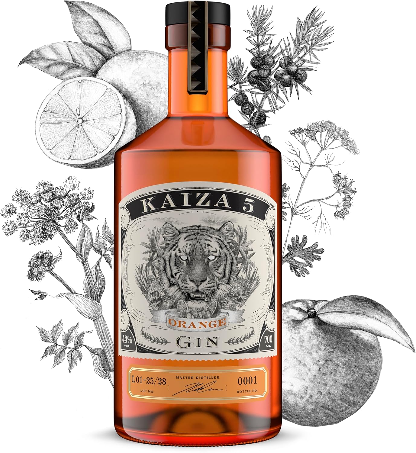 Detalle 2 de KAIZA 5 ORANGE GIN 0,7 l 43%