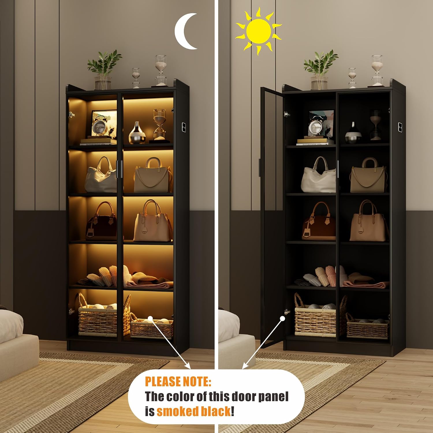 Thumbnail 6 de Dystler LY-97009 5-Tier Display Cabinet with Smoked Acrylic Doors and Sensor LED Lighting