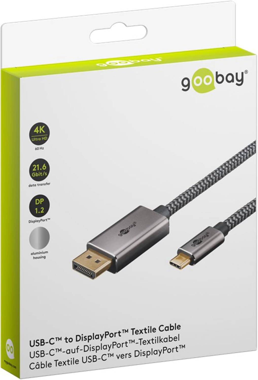 Thumbnail 2 de goobay USB-C zu DisplayPort 1.2 Kabel für 4K@60 Hz (75707), 1 m Textilkabel