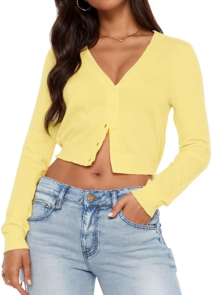 Thumbnail 4 de LACOZY women’s cropped open-front cardigan (V-neck, button-up knit jacket)