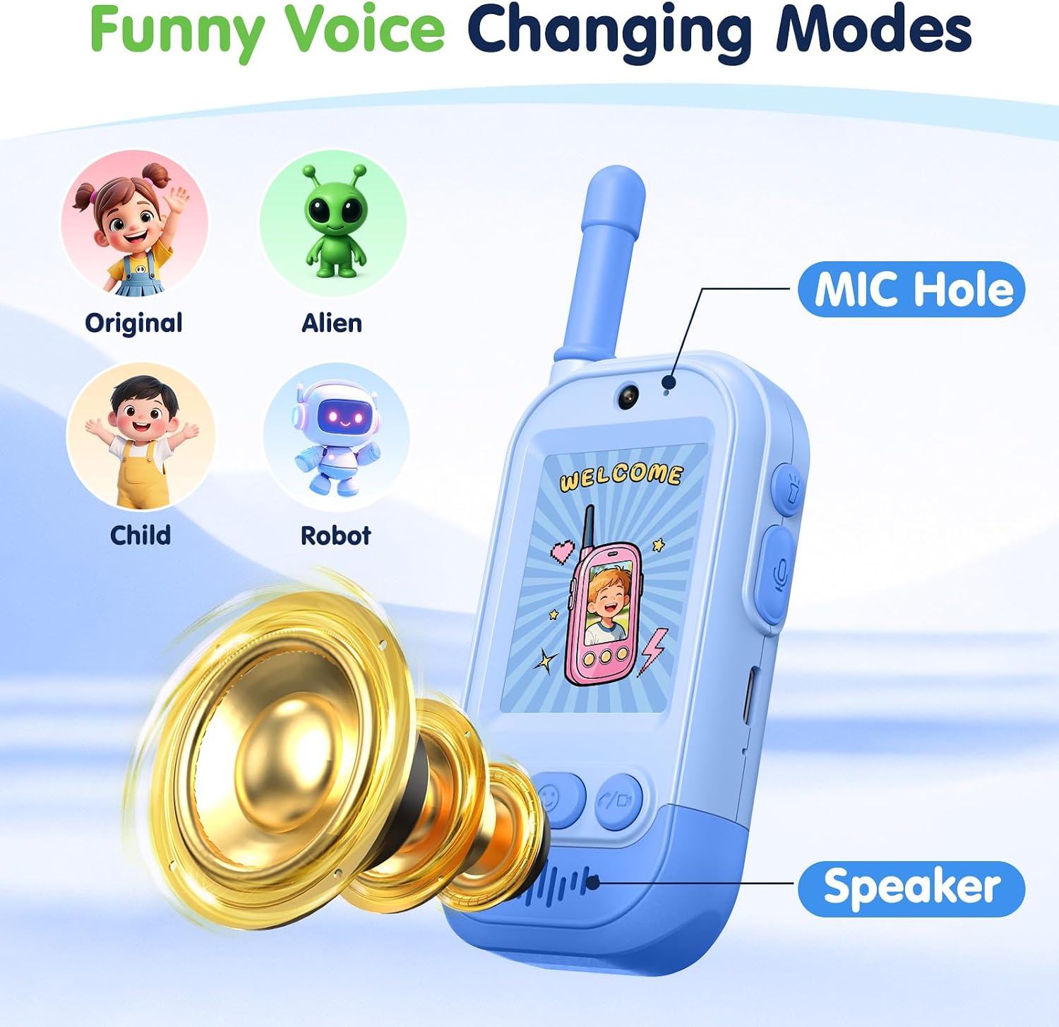 Thumbnail 3 de Gofunly Video Walkie Talkie – 2er Set mit Kamera & Bildschirm für Kinder (Grün/Blau)