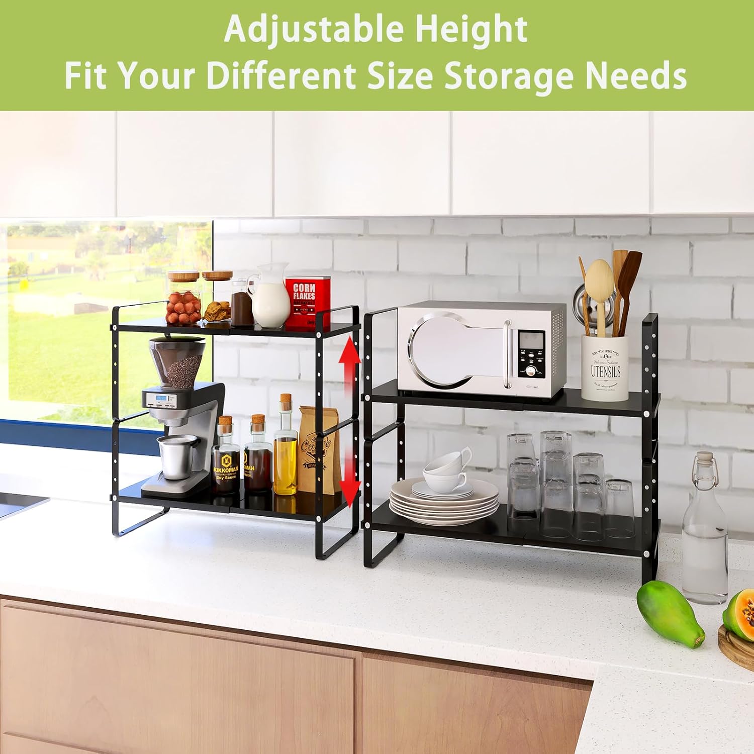 Detalle 2 de Across-Star Expandable Cabinet Shelf Organizer Rack: Adjustable, Stackable Kitchen Storage Solution