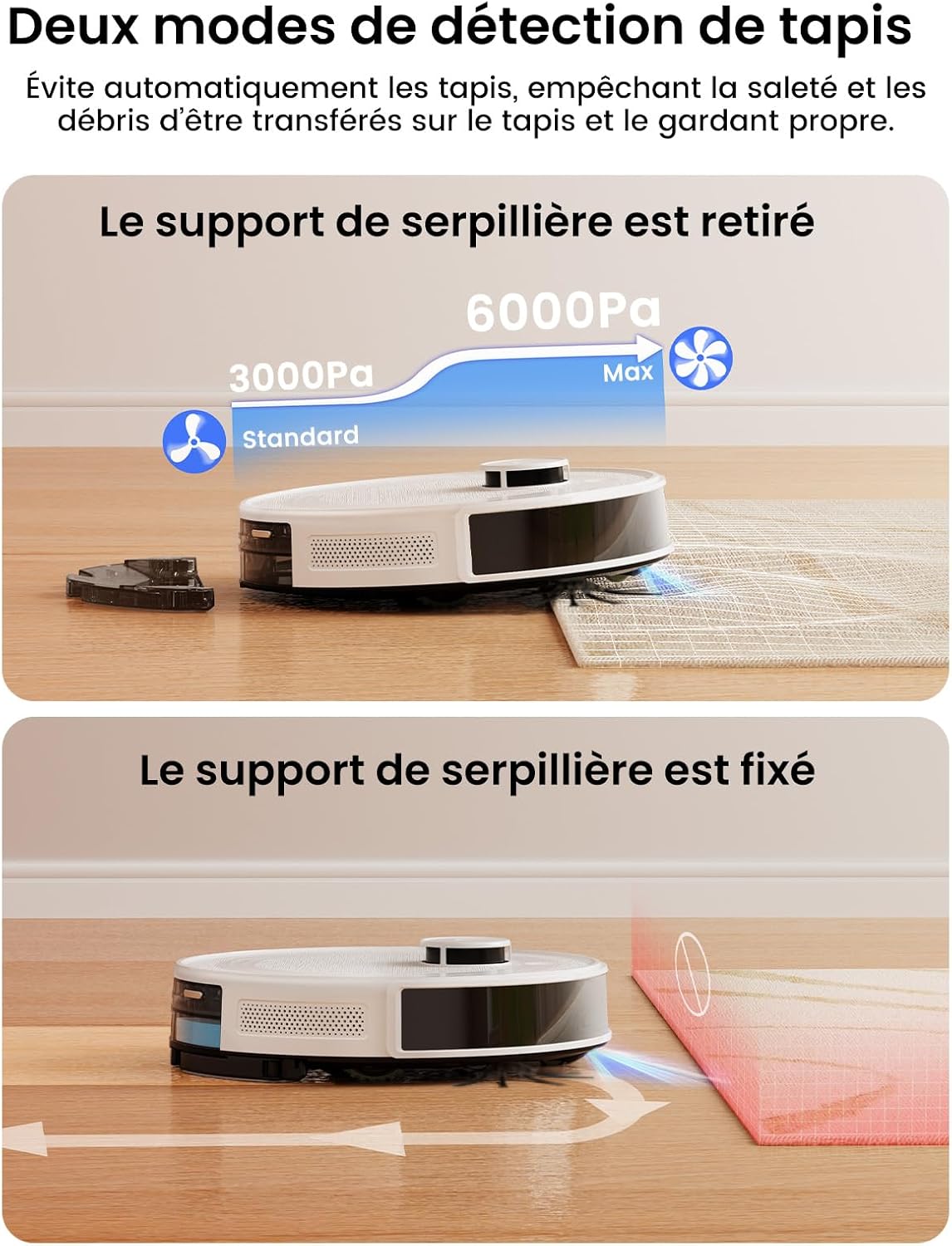 Detalle de Lefant M2 Plus : Robot aspirateur laveur 6000Pa avec station d’autovidage et navigation LiDAR