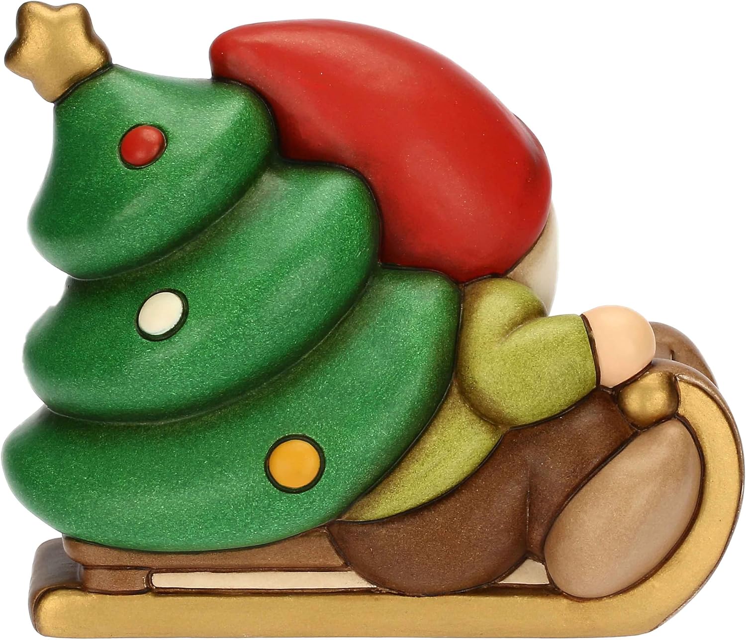 Detalle 2 de THUN Gnomo Oliver su slitta con albero 13,6×10,3×18,8 cm