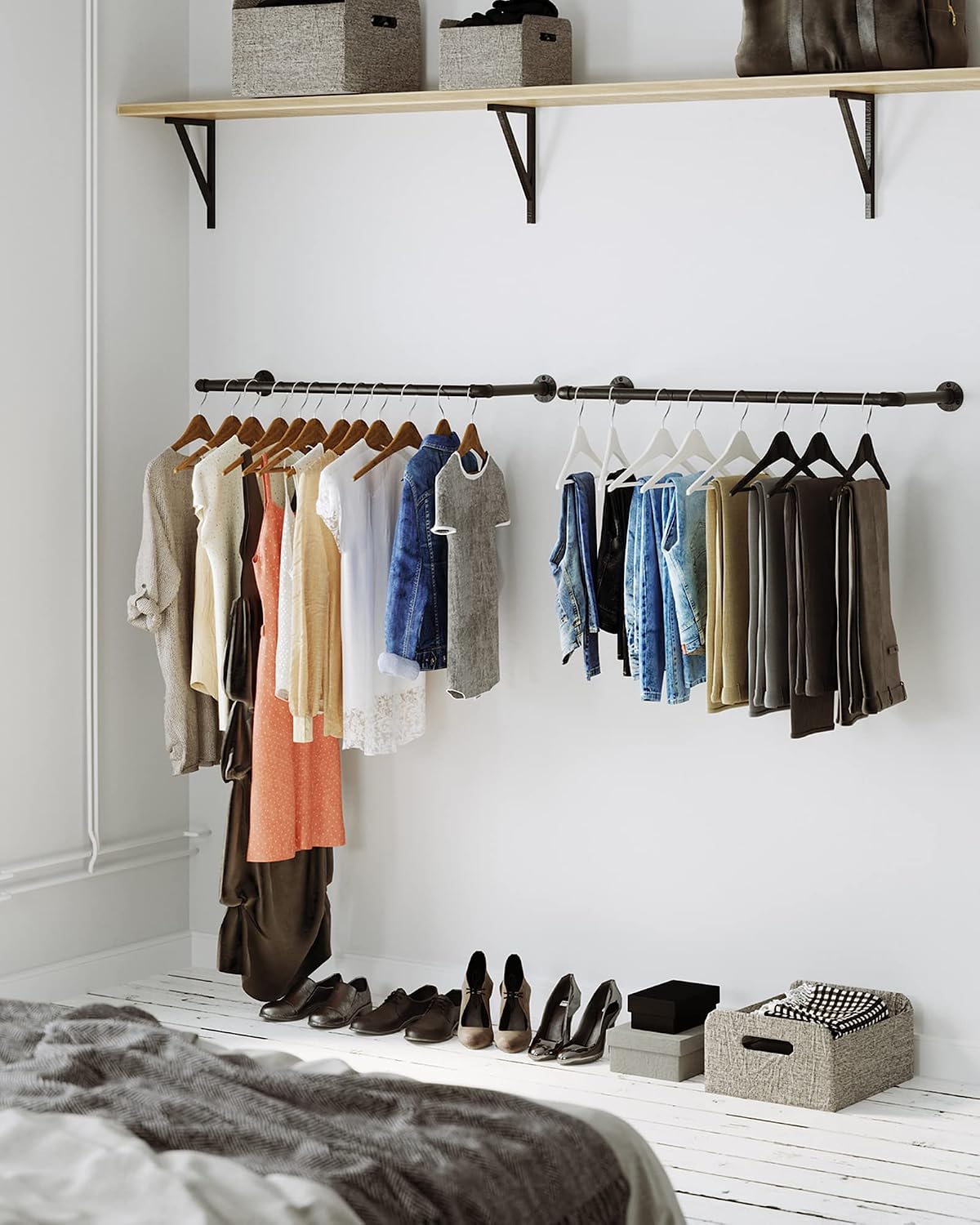 Thumbnail 6 de SONGMICS HSR67BK02 Wall-Mounted Clothes Rails, Set of 2, Matte Black