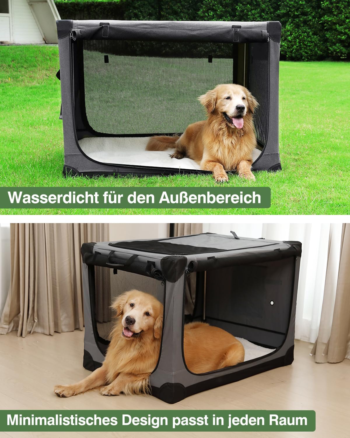 Detalle 2 de Hundebox faltbar 90 x 64 x 64 cm Grau
