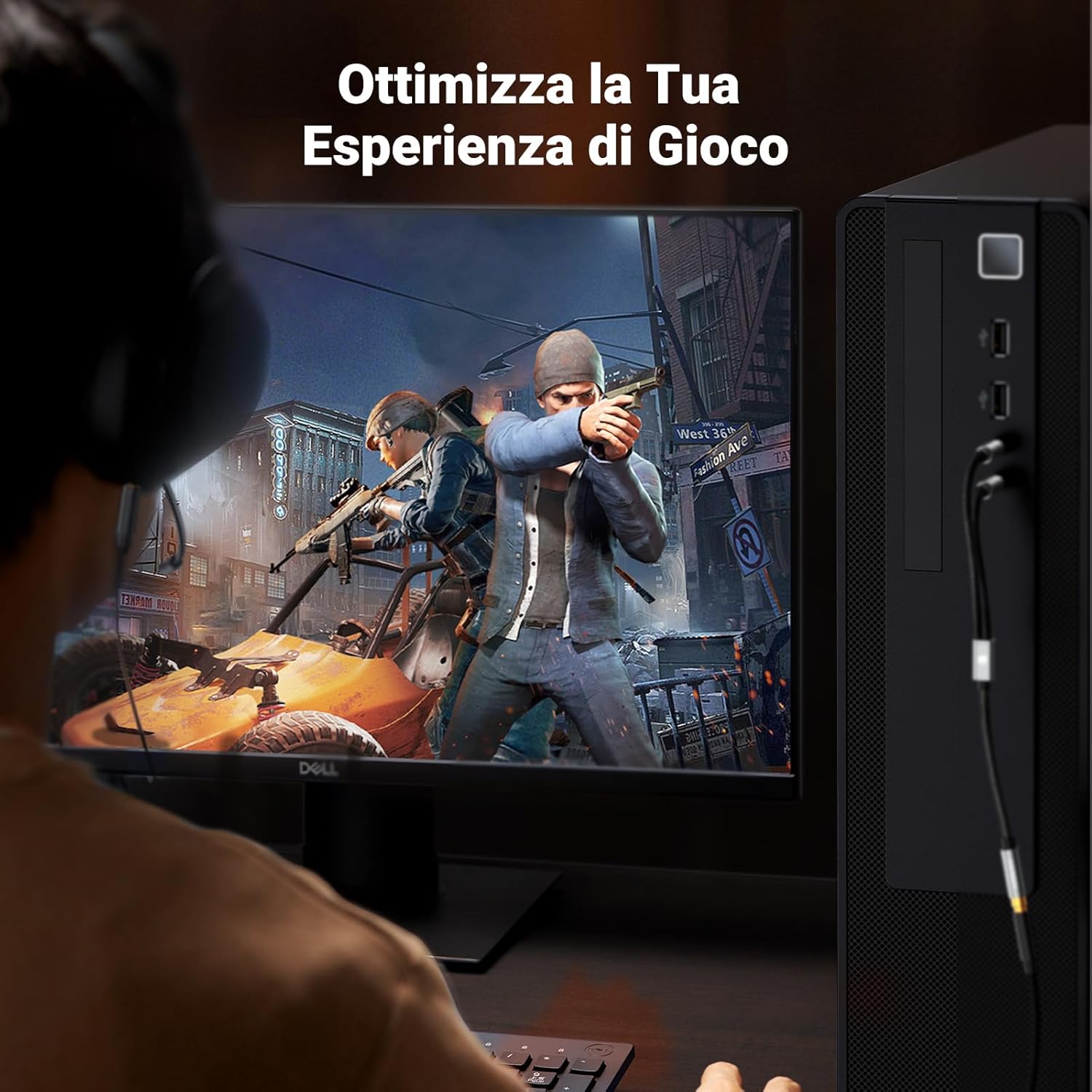 Thumbnail 1 de UGREEN Cavo audio sdoppiatore 3,5 mm 2 in 1 con microfono (Jack maschio a femmina) in alluminio placcato oro 24K, 20 cm