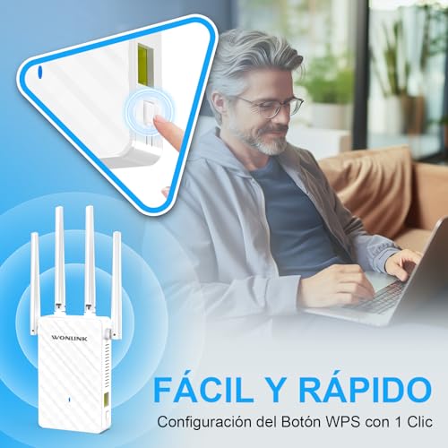 Thumbnail 6 de WONLINK Repetidor WiFi 1200 Mbps de doble banda (2.4/5 GHz) con 4 antenas y puerto Ethernet