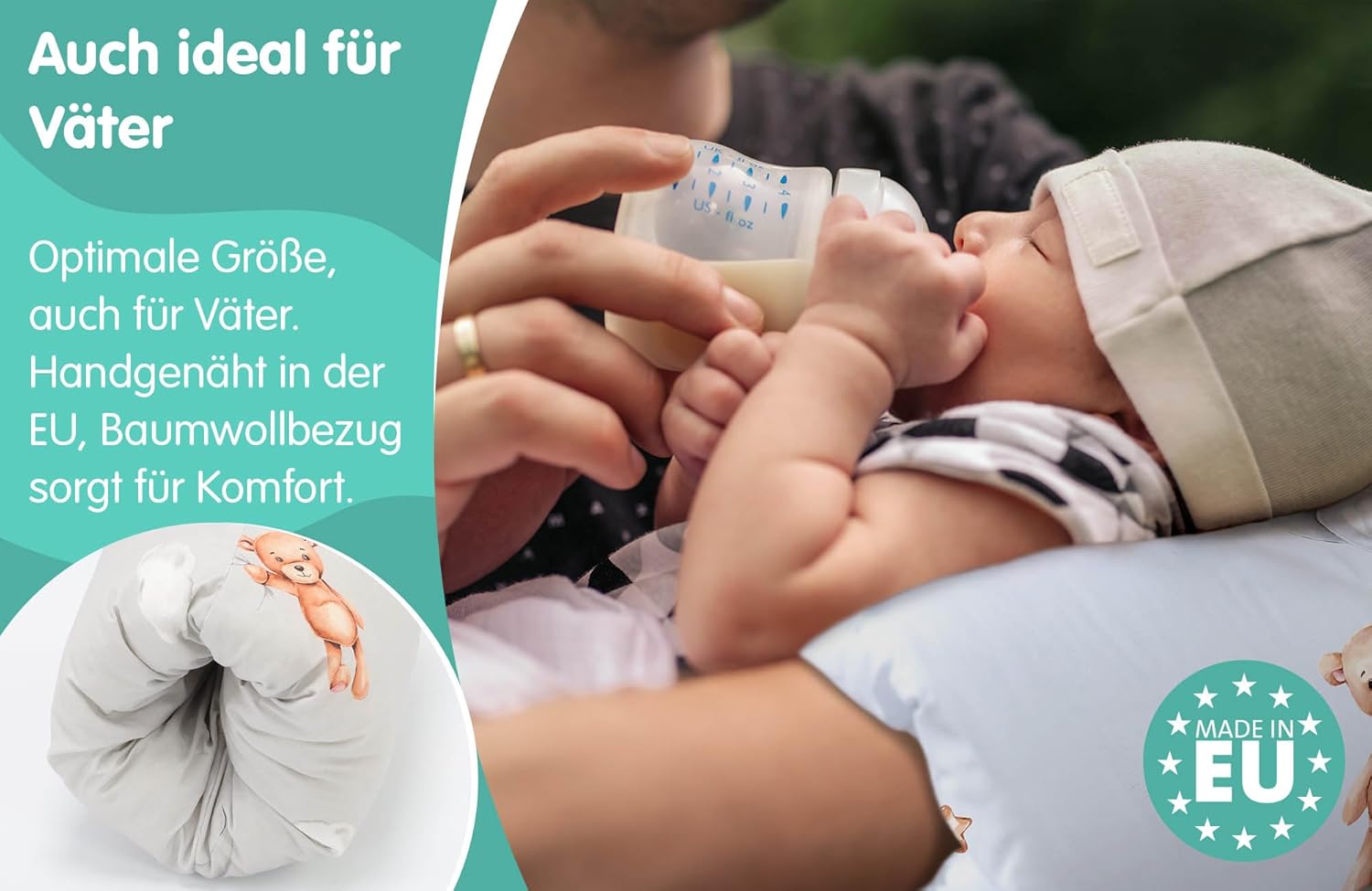 Thumbnail 4 de Totsy Baby Coussin d’allaitement bébé 20 cm (cousinettes de brassard) – coton respirant, lavage à 30 °C
