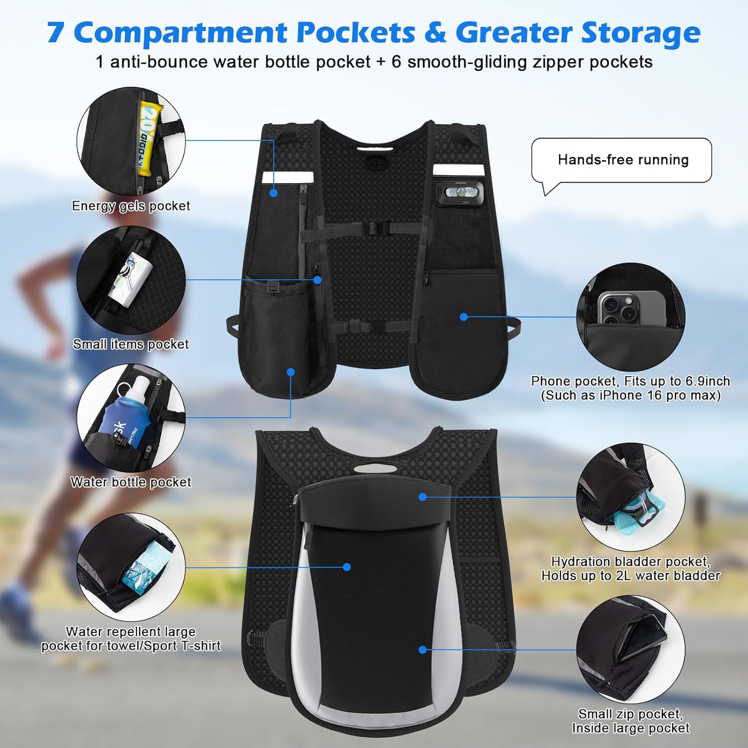 Thumbnail 3 de Nextyu Gilet Running con borraccia 500 ml e LED