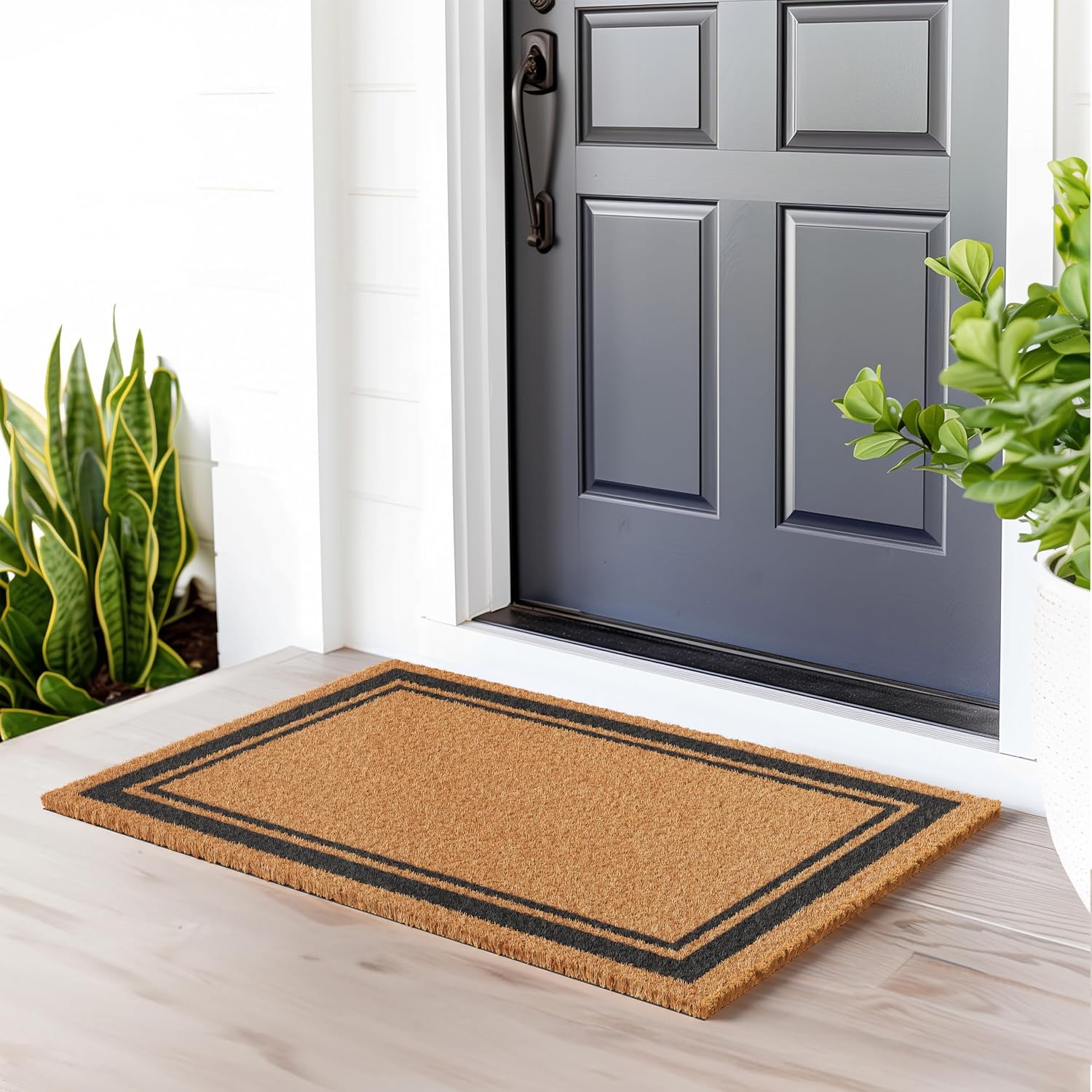 Detalle 2 de Barnyard Designs Border Rectangle Coir Doormat, 24 x 36 in, Non-Slip