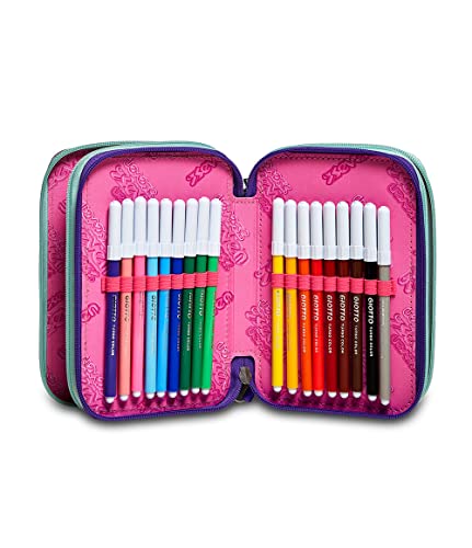 Detalle de Seven Astuccio Scuola Elementare 3 scomparti, Pinkypois Girl – nero/lilla