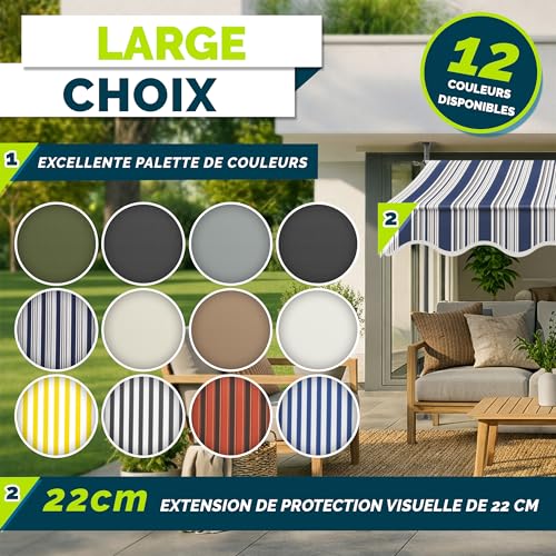 Thumbnail 6 de tillvex Store banne manuel 150 cm, toile bleu/gris UV50+