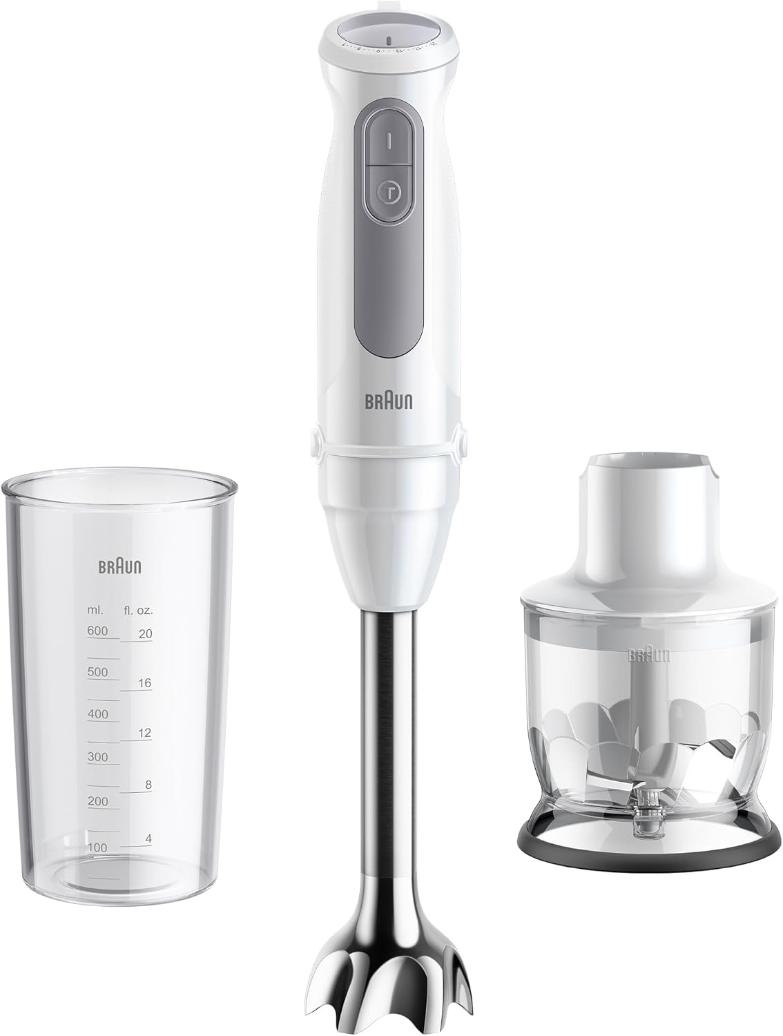 Braun MultiQuick 5 MQ50.201M: frullatore ad immersione 1000W con PowerBell Plus, accessori EasyClick e capacità 600 ml