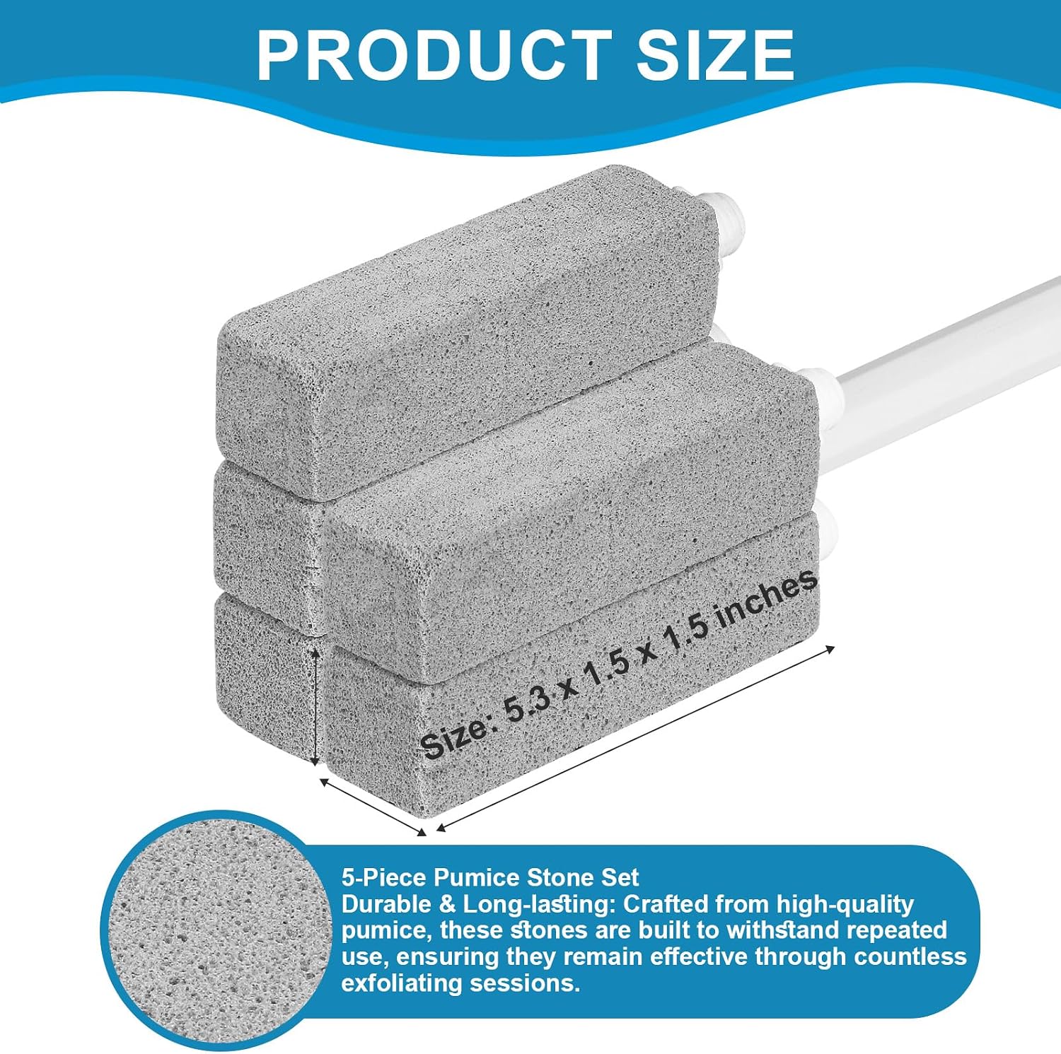 Detalle de 5 Packs Pumice Cleaning Stone with Extra Long Handle