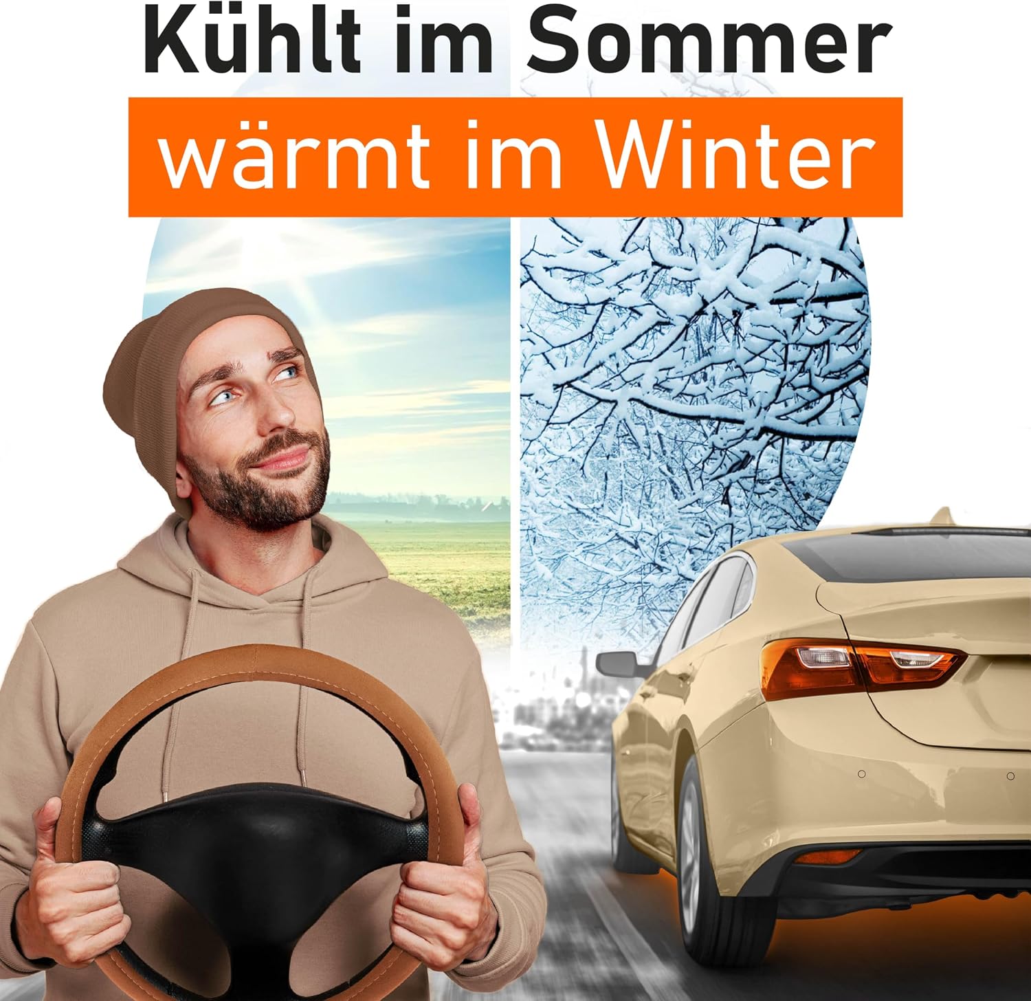 Detalle 2 de Upgrade4cars Lenkradbezug Braun 37-39 cm