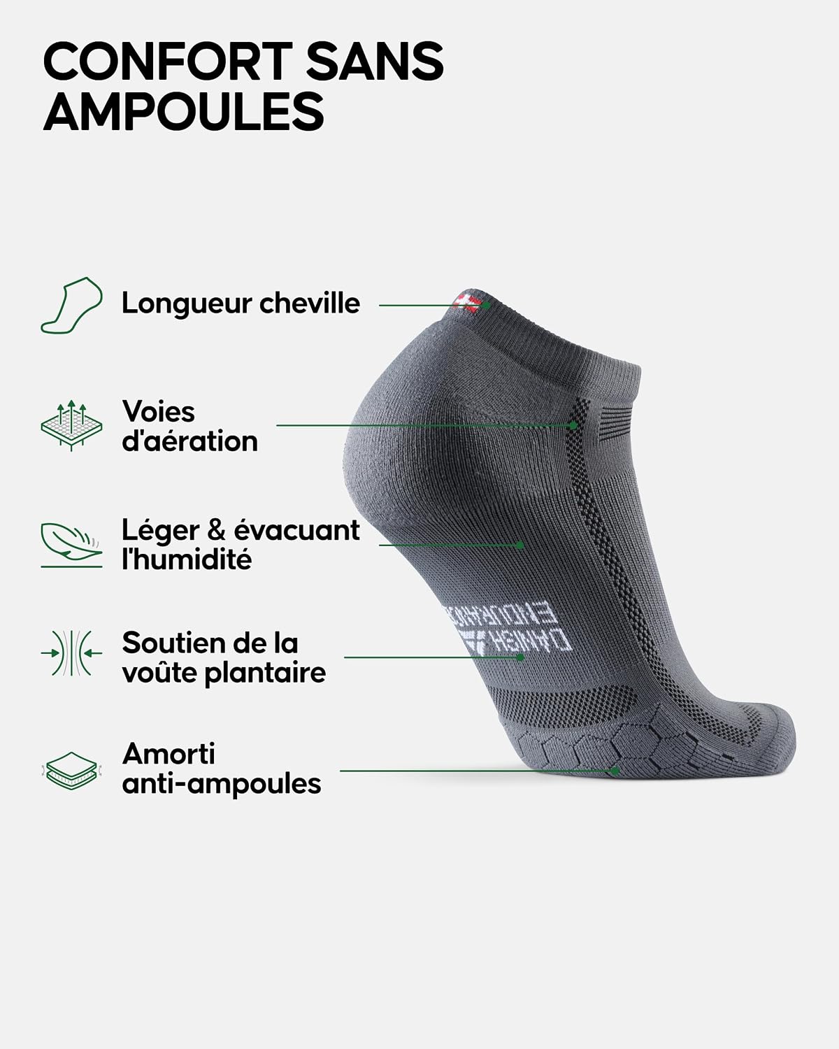 Detalle 2 de DANISH ENDURANCE Chaussettes Running Courtes 3–5 paires