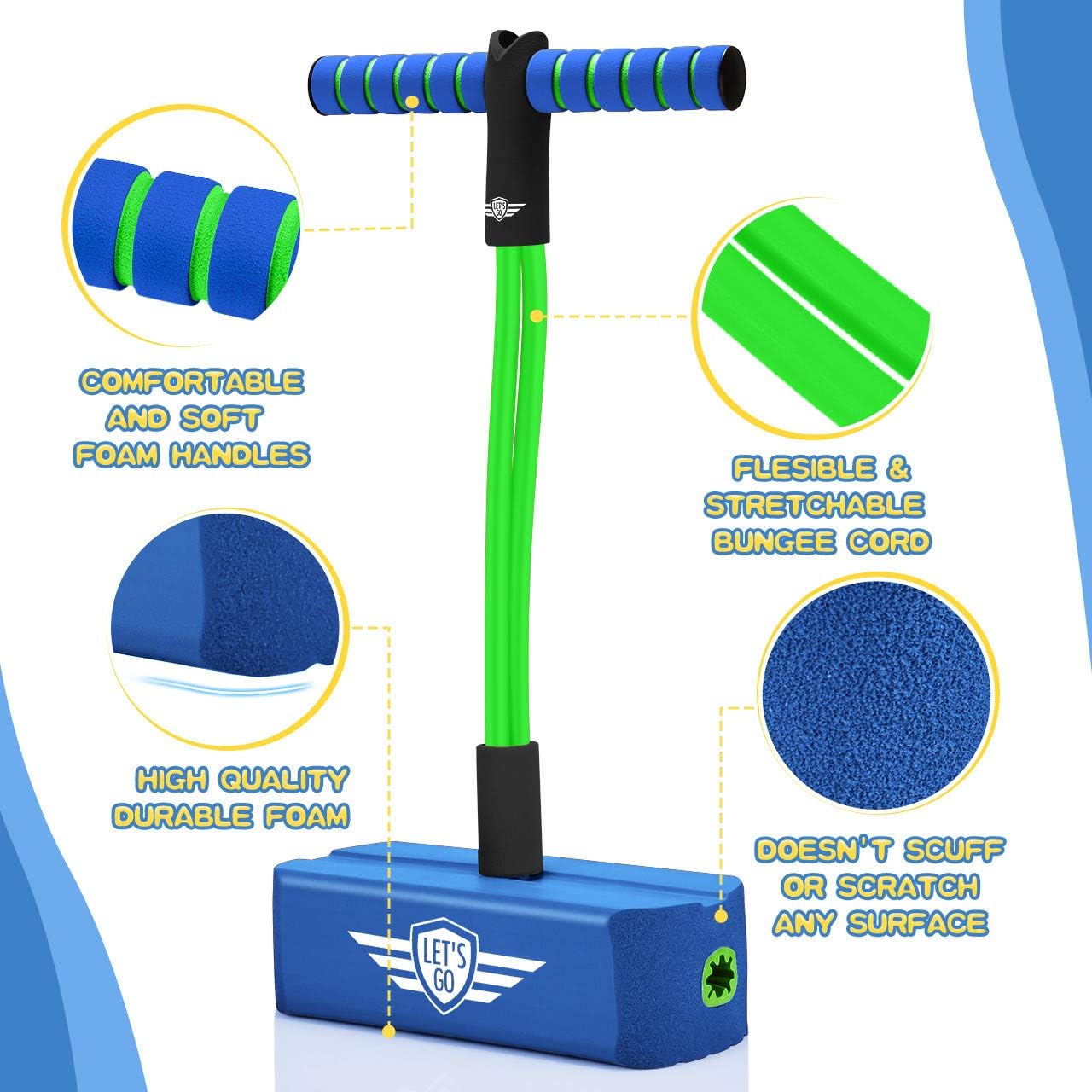 Detalle de Toyzey Pogo Jumper pour Enfants 3–12 ans – Ballon Sauteur avec Poignées et Tampon Doux