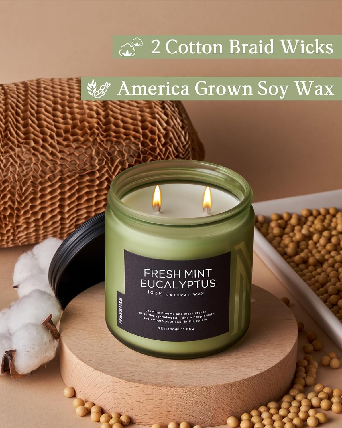 Detalle de M&SENSE Eucalyptus Mint Soy Candle 330g