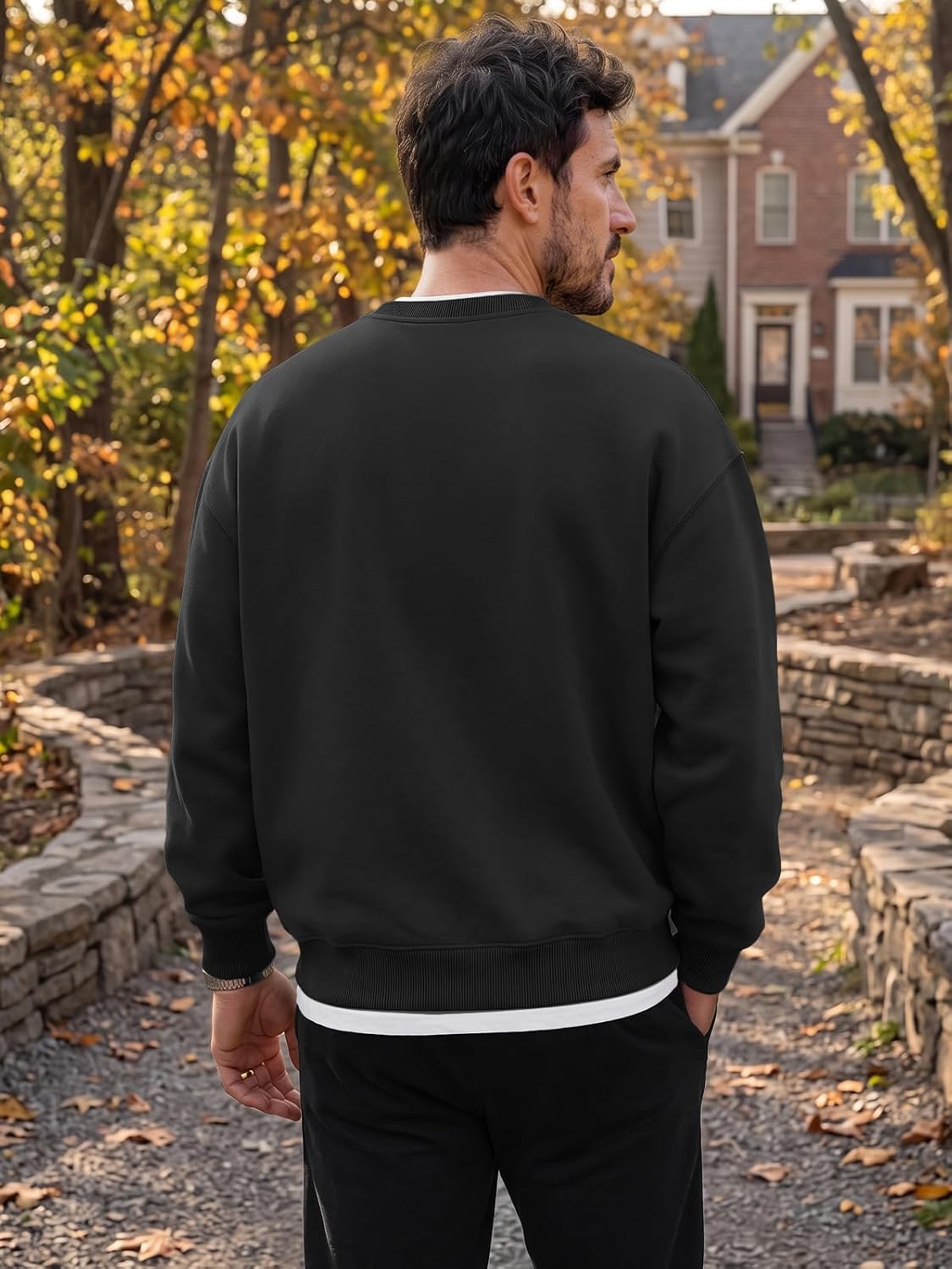 Detalle 2 de EFAN Men's Oversized Fleece Crewneck Sweatshirt, 50/50 Cotton-Poly Blend