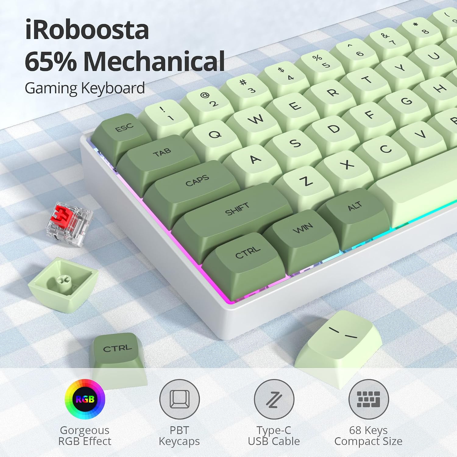 Detalle de iRoboosta mechanical keyboard 68-key