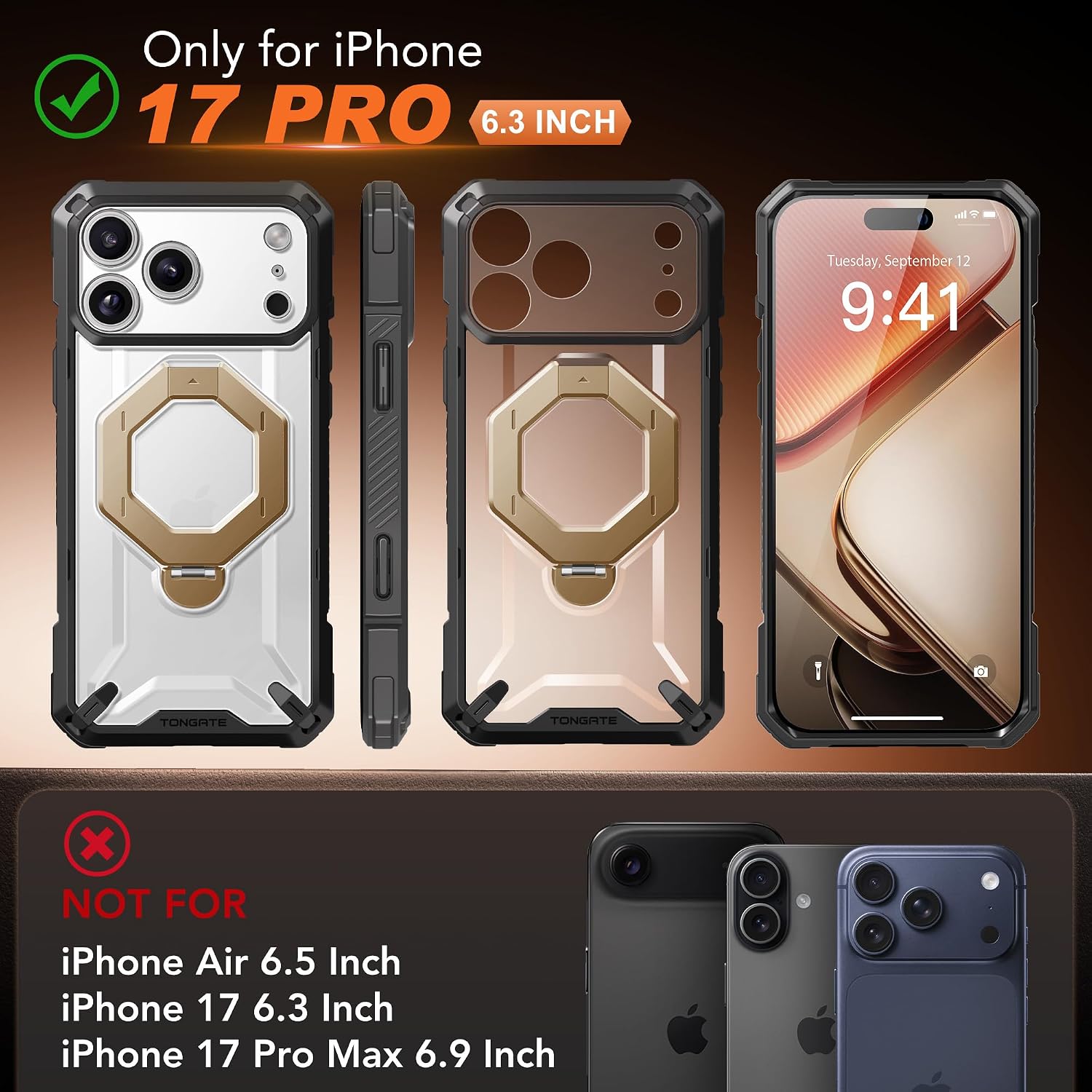 Thumbnail 1 de TONGATE iPhone 17 Pro case with MagSafe 360° stand