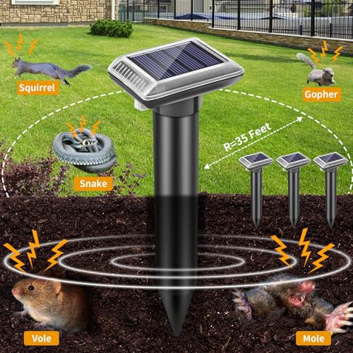 Detalle 2 de 4 pièces Repousse-Taupes Solaire à ultrasons, kit anti-taupes IP66