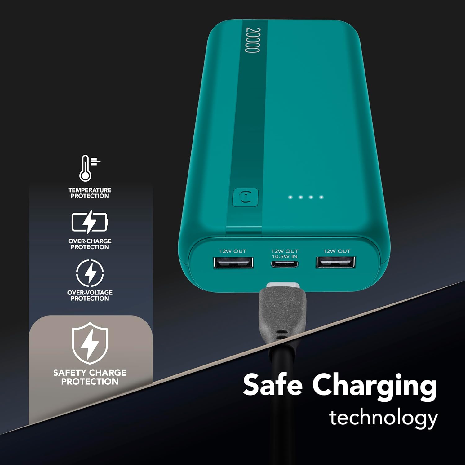 Detalle 1 de Cellularline Power Bank 20000 mAh con USB-C In/Out e 2 USB-A: alimenta i tuoi dispositivi ovunque