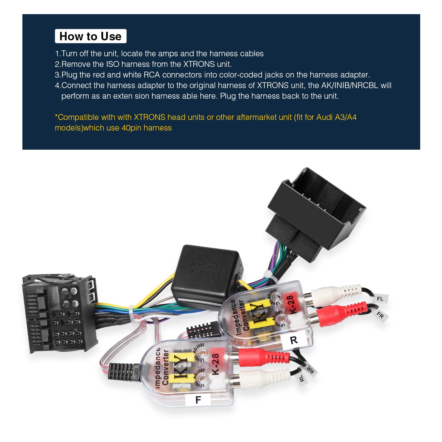 Detalle de XTRONS Car ISO Harness Adapter Cable for Audi A3 A4