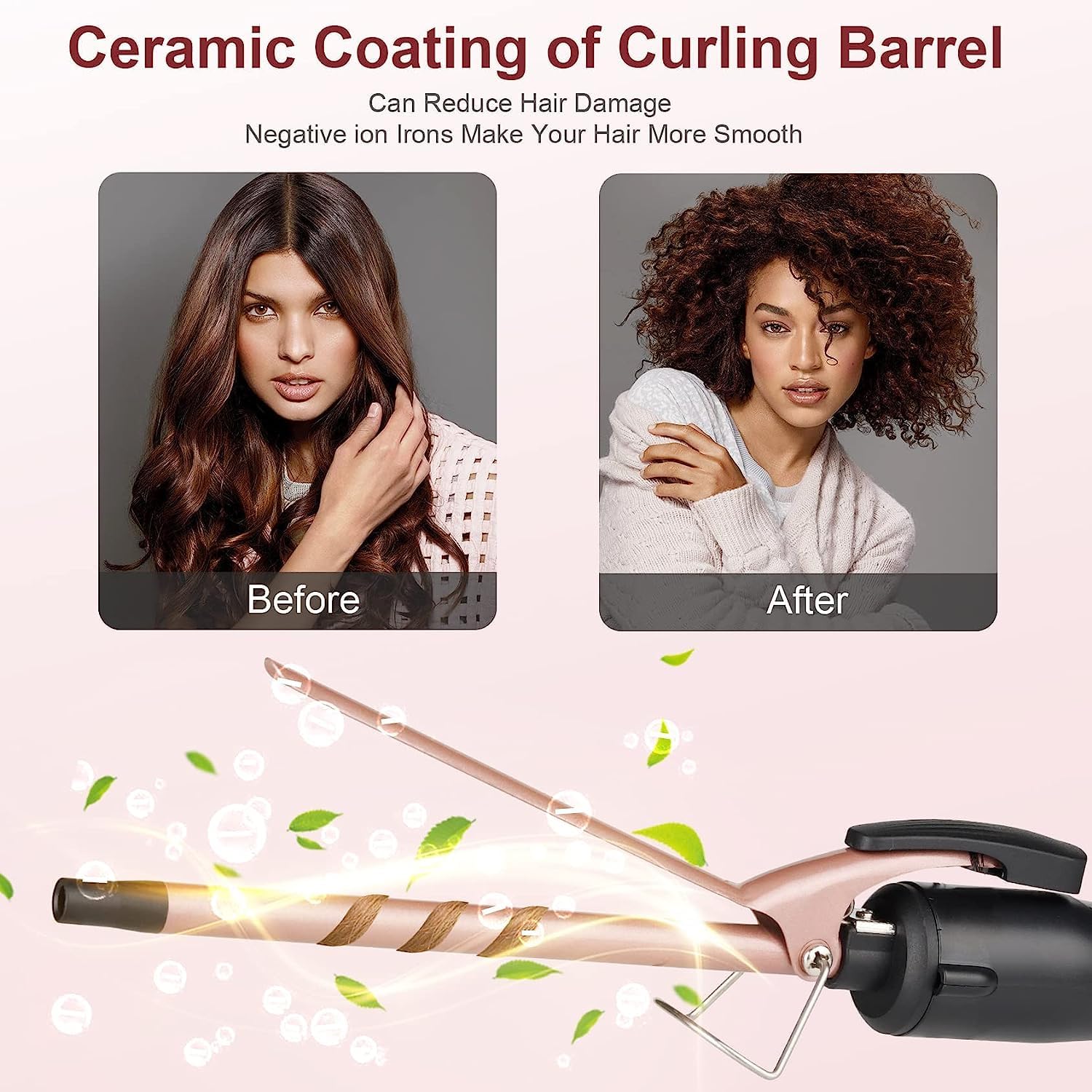 Detalle de Culer Pro Curling Wand 9mm thin iron curling tongs