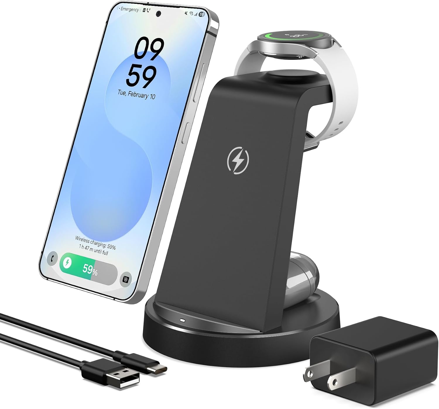 Detalle de Wireless Charger for Samsung: 3-in-1 Android Charging Station